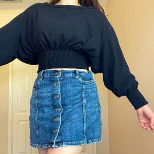 FREE PEOPLE PUFFY SLEEVE BLACK SWEATER